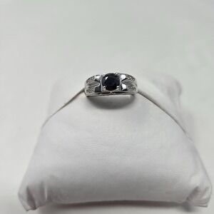 Black Moissanite Men's Ring Round Brilliant GRA Cert. White Gold Plated Sz 9-13